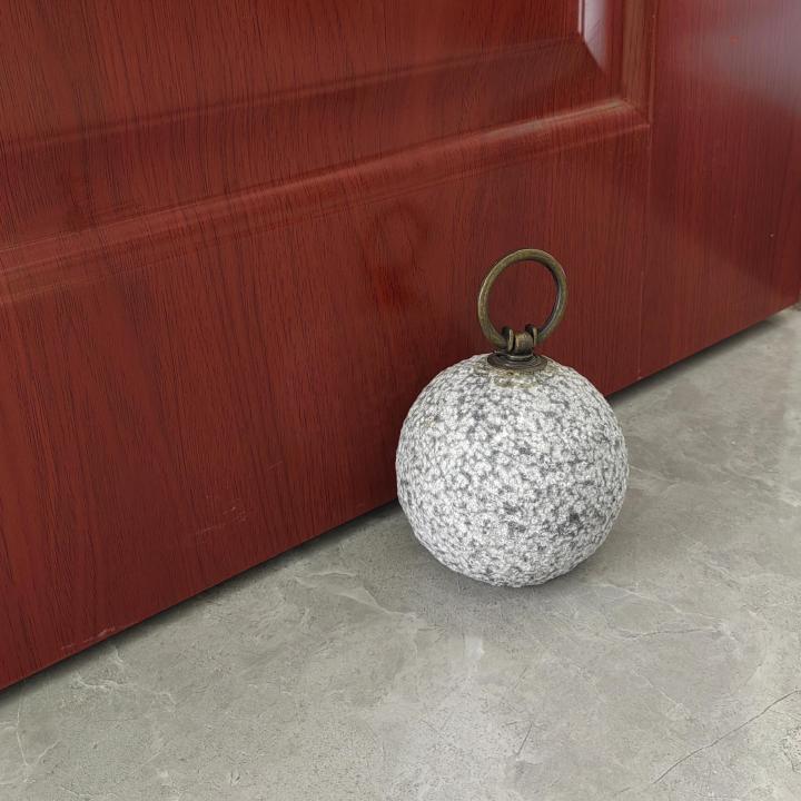 Chiselled Stone Ball Door Stopper With Metal Handle Decorative Door Stops for Home and Office Doorstop Floor Decorative