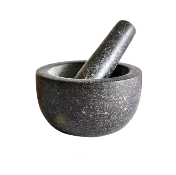 Unpolished Gray Heavy Duty Natural Granite Mortar And Pestle Set, Professional Carving, Solid Stone Mill Bowl, Herb Grinder, Spice Grinder