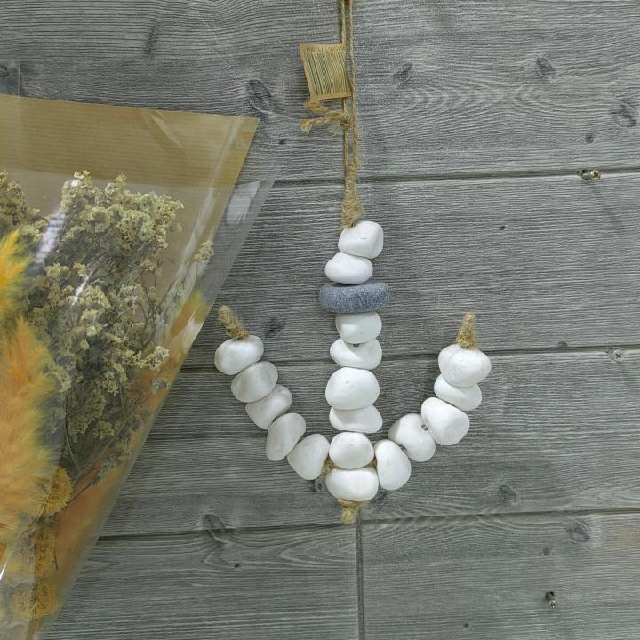 White Ship Anchor Multifunctional Creative Nautical Vintage Style Natural Stone Pebble Handcraft Decorative Wall Hanging Decoration Ideal For Home Decor Wall Art Decor