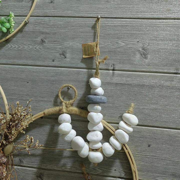 White Ship Anchor Multifunctional Creative Nautical Vintage Style Natural Stone Pebble Handcraft Decorative Wall Hanging Decoration Ideal For Home Decor Wall Art Decor