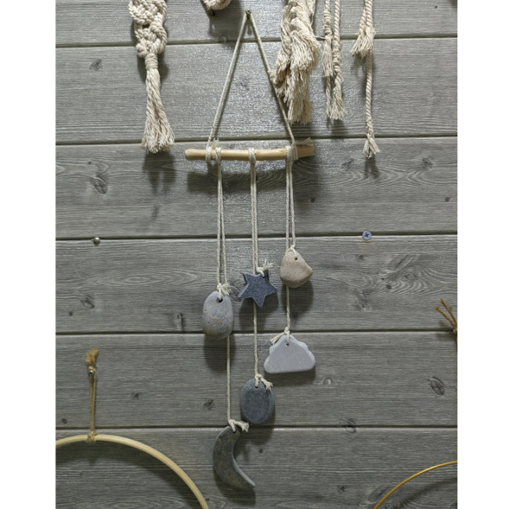Multifunctional Creative Nautical Vintage Style Natural Stone Pebble Handcraft Decorative Wall Hanging Decoration Ideal For Home Decor Wall Art Decor