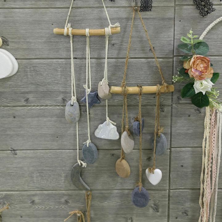 Multifunctional Creative Nautical Vintage Style Natural Stone Pebble Handcraft Decorative Wall Hanging Decoration Ideal For Home Decor Wall Art Decor