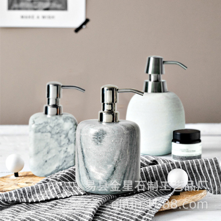 Bathroom Sets Natural Stone Marble Soap Dispenser Body Wash Bottle Shampoo Bottle Hair Conditioner Bottle Hand Soap Bottle