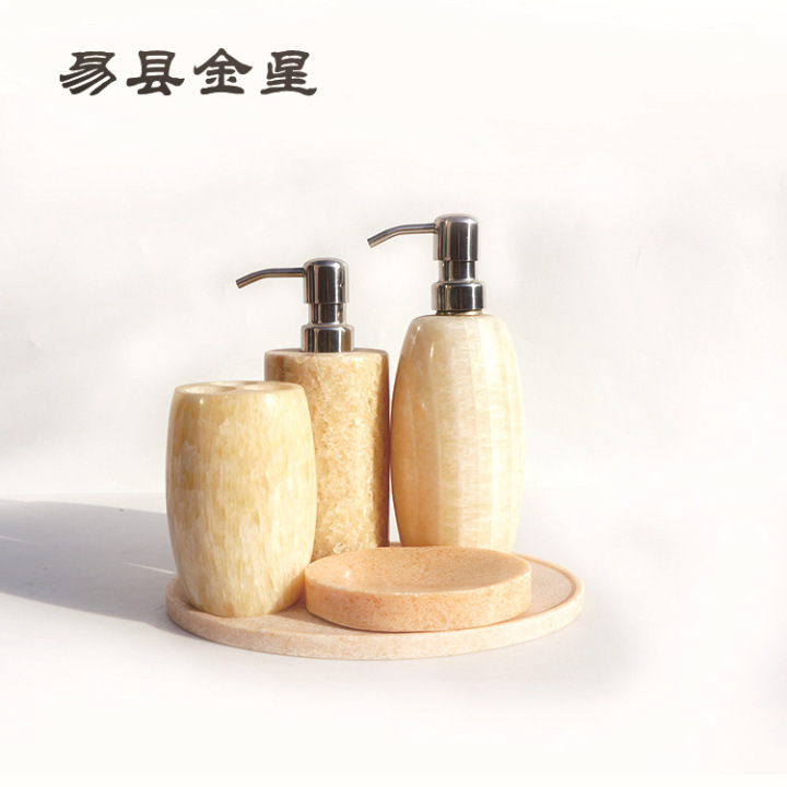 Bathroom Sets Natural Stone Marble Soap Dispenser Body Wash Bottle Shampoo Bottle Hair Conditioner Bottle Hand Soap Bottle