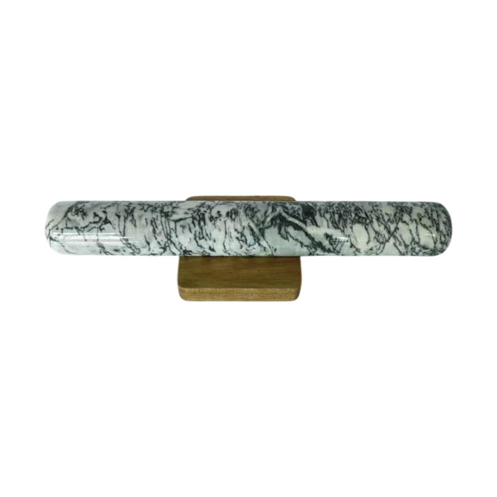 Grey Marble Rolling Pin With Wood Base