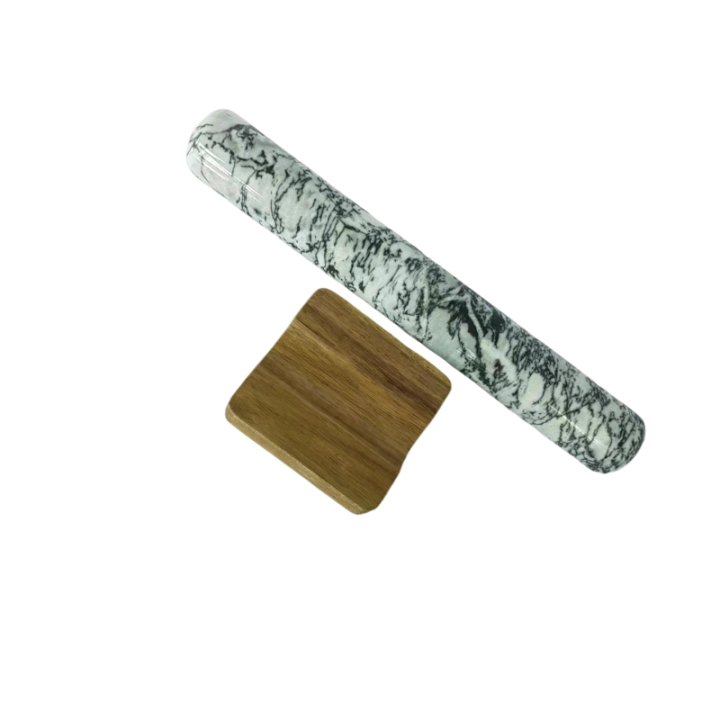 Grey Marble Rolling Pin With Wood Base