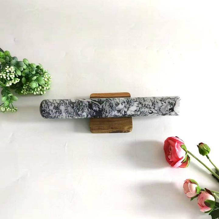 Grey Marble Rolling Pin With Wood Base