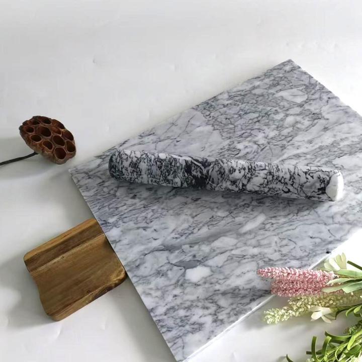 Grey Marble Rolling Pin With Wood Base