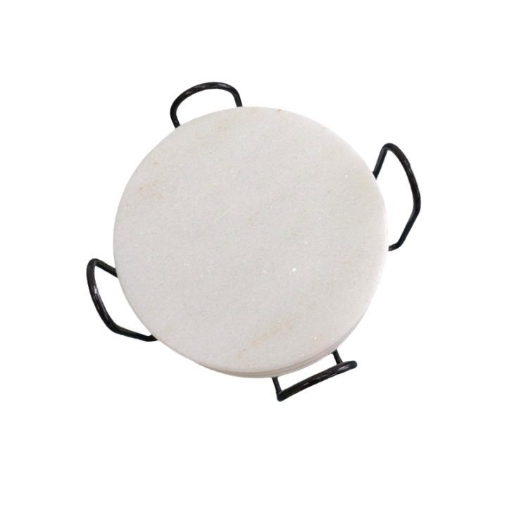White Round Natural Marble Mug Coasters Bar Dining Tea Coffee Cup Mat Coasters