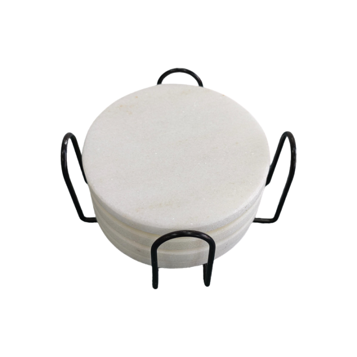 White Round Natural Marble Mug Coasters Bar Dining Tea Coffee Cup Mat Coasters