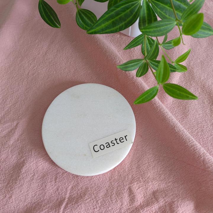 White Round Natural Marble Mug Coasters Bar Dining Tea Coffee Cup Mat Coasters