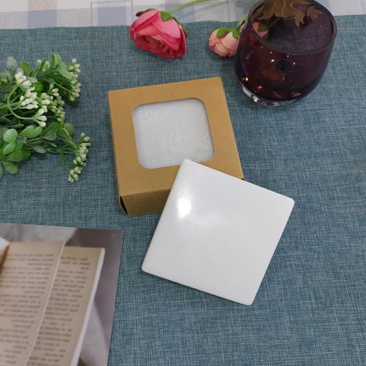 White Square Natural Marble Mug Coasters Bar Dining Tea Coffee Cup Mat Coasters