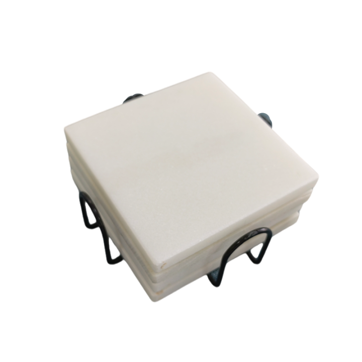 White Square Natural Marble Mug Coasters Bar Dining Tea Coffee Cup Mat Coasters
