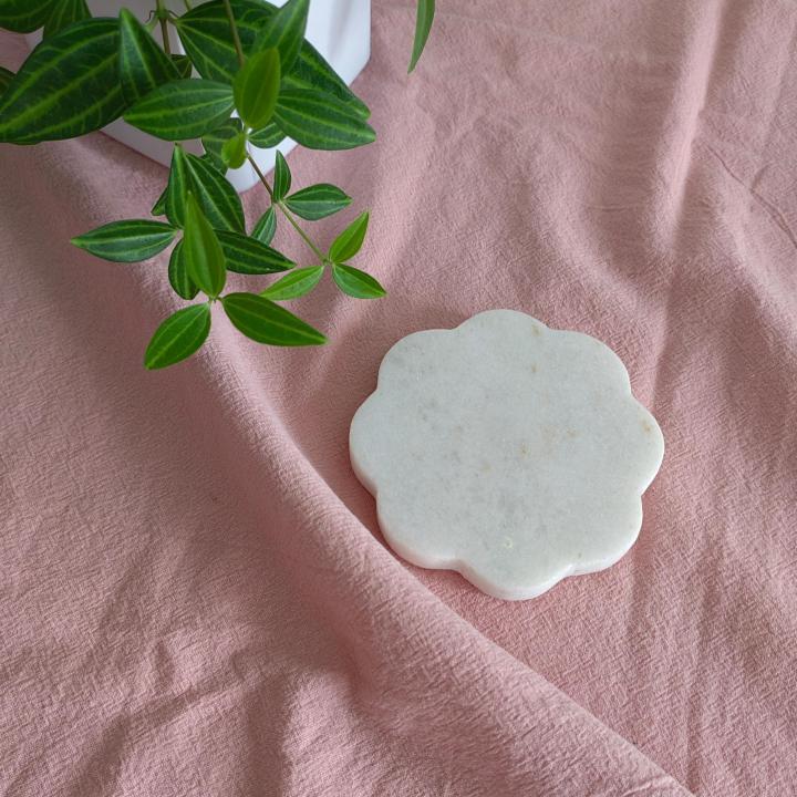White Flower Natural Marble Mug Coasters Bar Dining Tea Coffee Cup Mat Coasters