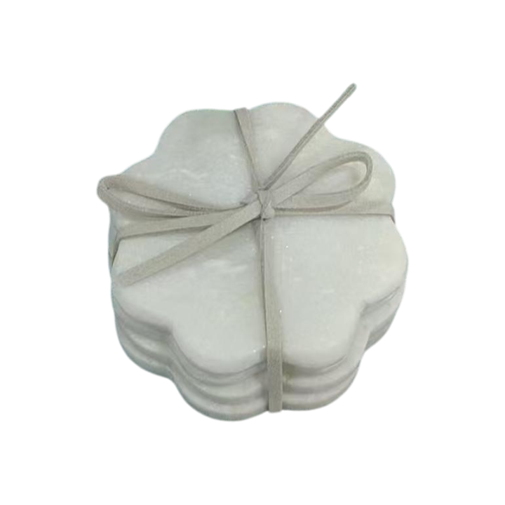 White Flower Natural Marble Mug Coasters Bar Dining Tea Coffee Cup Mat Coasters