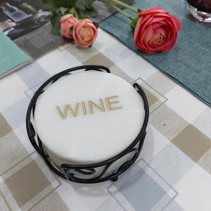 copy of White Round Natural Marble Mug Coasters With Engraving Letters Bar Dining Tea Coffee Cup Mat Coasters