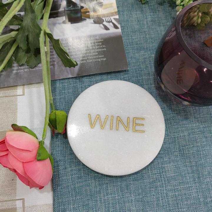 copy of White Round Natural Marble Mug Coasters With Engraving Letters Bar Dining Tea Coffee Cup Mat Coasters