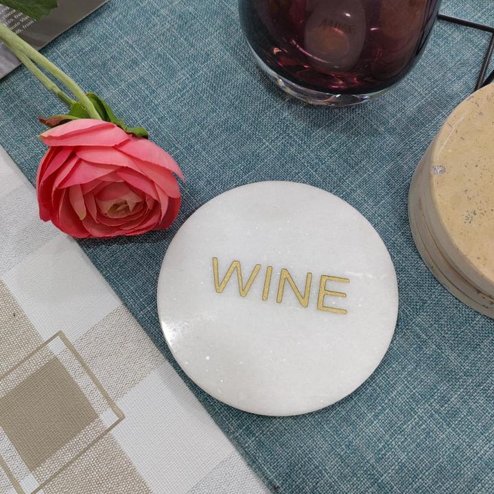 copy of White Round Natural Marble Mug Coasters With Engraving Letters Bar Dining Tea Coffee Cup Mat Coasters