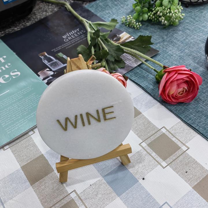 copy of White Round Natural Marble Mug Coasters With Engraving Letters Bar Dining Tea Coffee Cup Mat Coasters