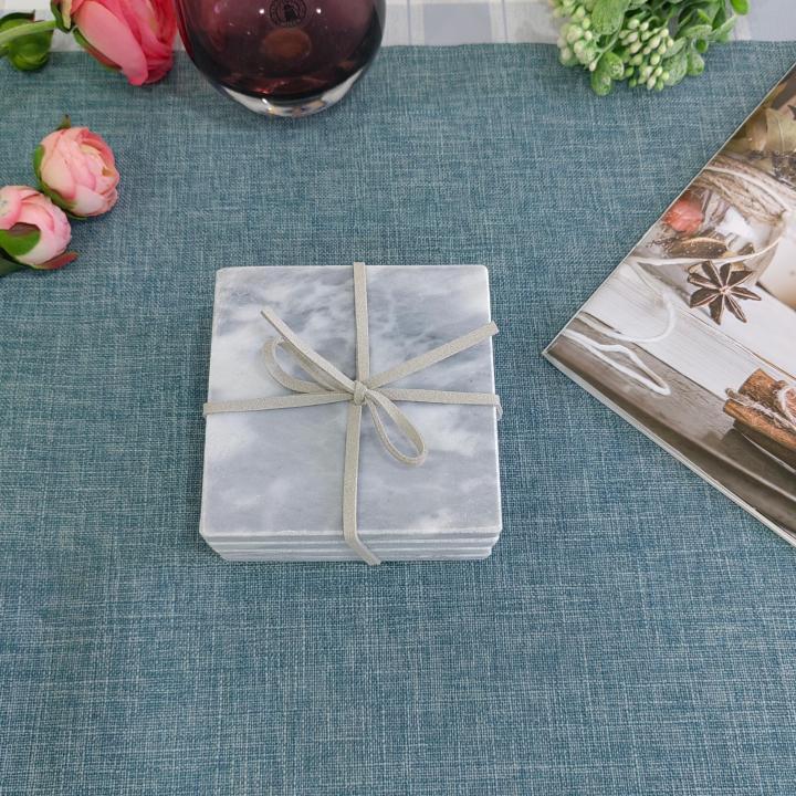 Grey Square Natural Marble Mug Coasters Bar Dining Tea Coffee Cup Mat Coasters