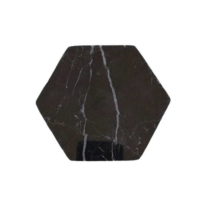 Black Hexagon Natural Marble Mug Coasters Bar Dining Tea Coffee Cup Mat Coasters