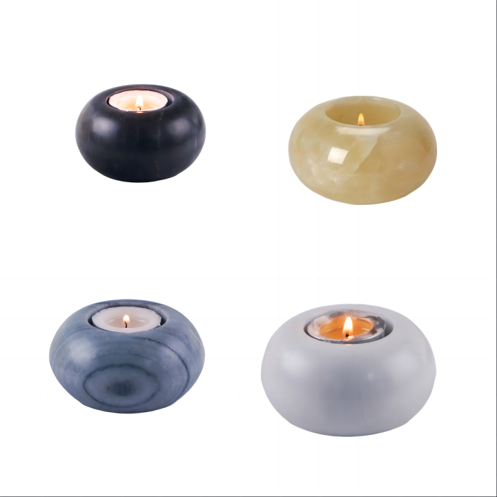 Home Decor Natural Stone Marble Handcraft Round Candle Holder Holders Candleholder Candleholders Candle Stick Candlestick Sticks Luxury Home Wedding Decoration