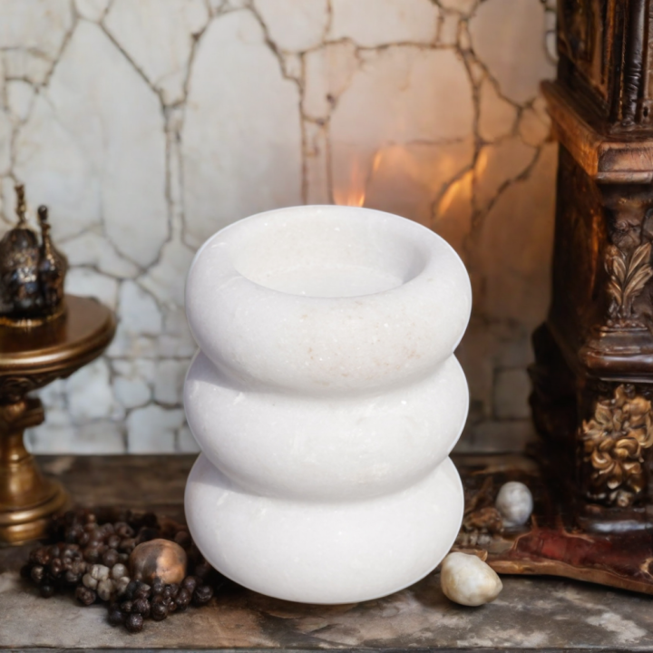 Home Decor Natural Stone Marble White  3 Tiers Candle Holder Holders Candleholder Candleholders Candle Stick Candlestick Sticks Luxury Home Wedding Decoration