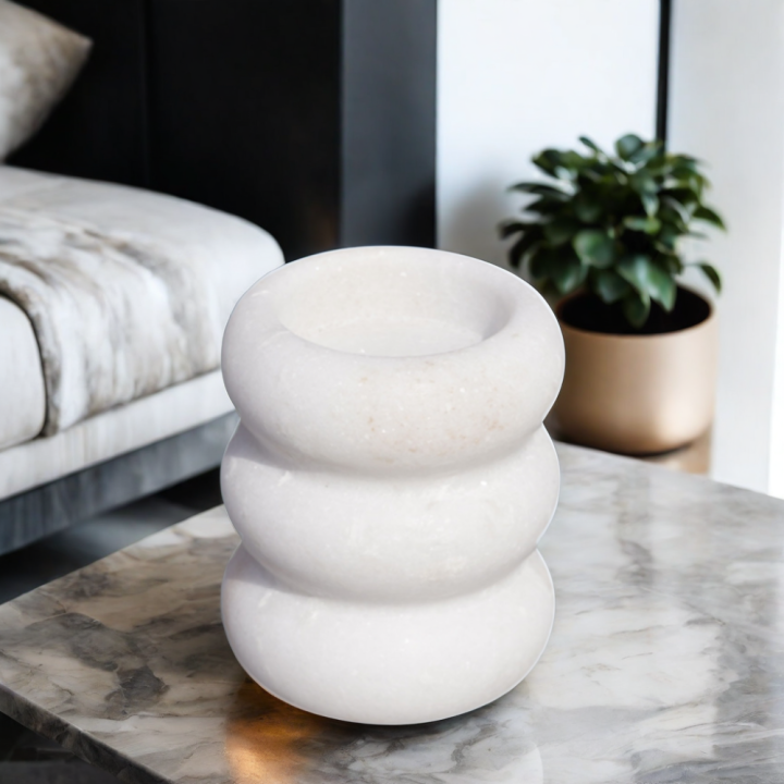 Home Decor Natural Stone Marble White  3 Tiers Candle Holder Holders Candleholder Candleholders Candle Stick Candlestick Sticks Luxury Home Wedding Decoration