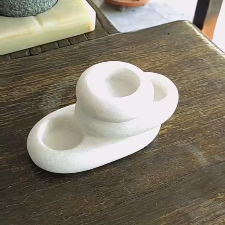 Home Decor Natural Stone Marble White  3 Tiers Candle Holder Holders Candleholder Candleholders Candle Stick Candlestick Sticks Luxury Home Wedding Decoration