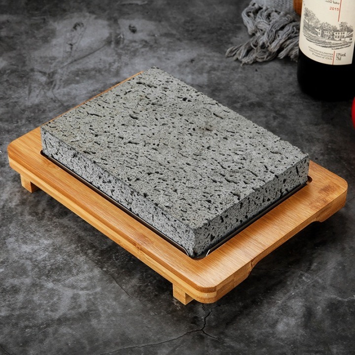 Volcanic Lava And Granite Natural Stone High Temper Resistance Steak Grill Stone Plate Rock