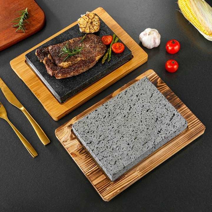 Volcanic Lava And Granite Natural Stone High Temper Resistance Steak Grill Stone Plate Rock