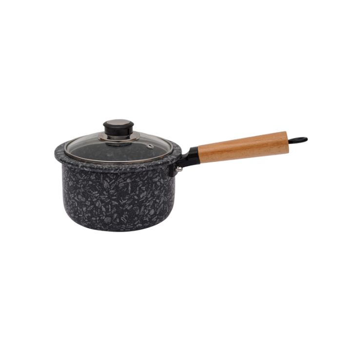 Medical Stone Milk Pot Non-stick Pot Milk Pan Sauce Pan Soup Pot Gas Induction Electric Cooker Universal Stone Pot With Lid And Wood Handle