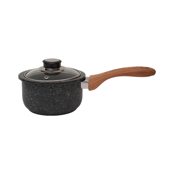 Medical Stone Milk Pot Non-stick Pot Milk Pan Sauce Pan Soup Pot Gas Induction Electric Cooker Universal Stone Pot With Lid And Wood Handle