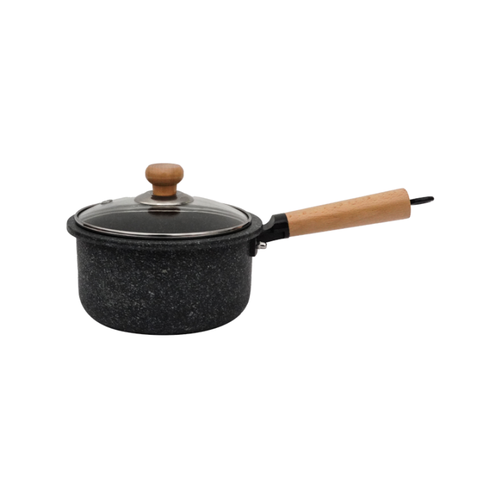 Medical Stone Milk Pot Non-stick Pot Milk Pan Sauce Pan Soup Pot Gas Induction Electric Cooker Universal Stone Pot With Lid And Wood Handle