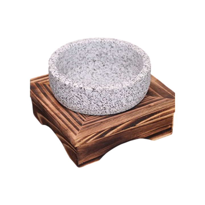 Natural Stone Granite Pot Cookware Cooking Pot High Temper Resistance Stone Pot With Wood Base