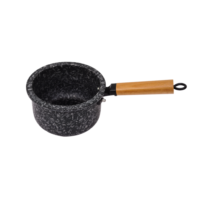Medical Stone Milk Pot Non-stick Pot Milk Pan Sauce Pan Soup Pot Gas Induction Electric Cooker Universal Stone Pot With Lid And Wood Handle
