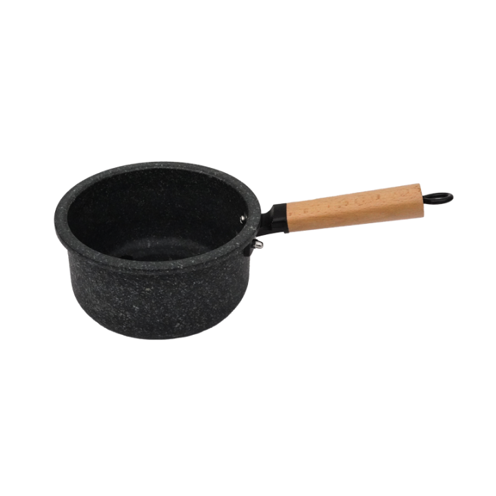 Medical Stone Milk Pot Non-stick Pot Milk Pan Sauce Pan Soup Pot Gas Induction Electric Cooker Universal Stone Pot With Lid And Wood Handle