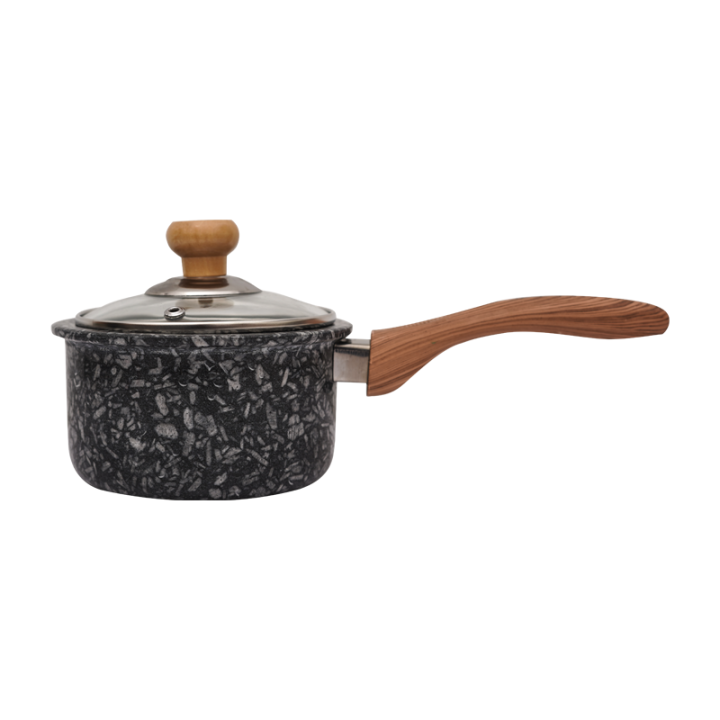 Medical Stone Milk Pot Non-stick Pot Milk Pan Sauce Pan Soup Pot Gas Induction Electric Cooker Universal Stone Pot With Lid And Wood Handle