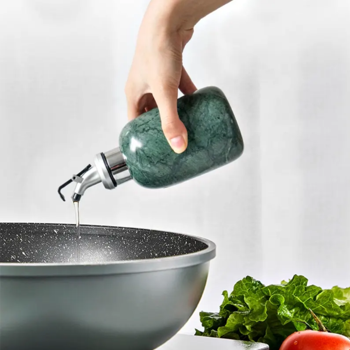 Luxury Natural Marble Stone Kitchen Oil Dispenser Dinner Condiment Dispenser