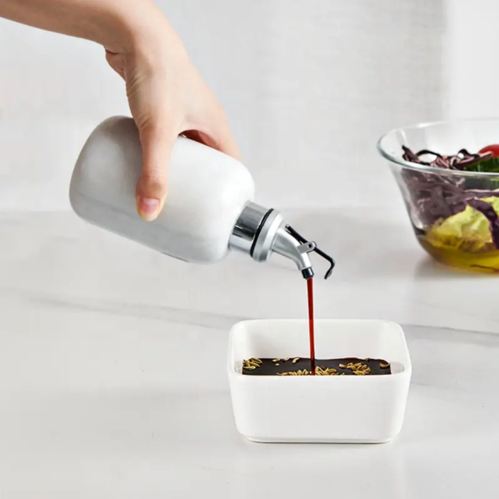 Luxury Natural Marble Stone Kitchen Oil Dispenser Dinner Condiment Dispenser