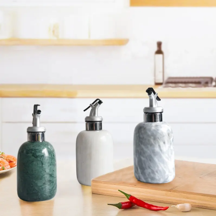 Luxury Natural Marble Stone Kitchen Oil Dispenser Dinner Condiment Dispenser