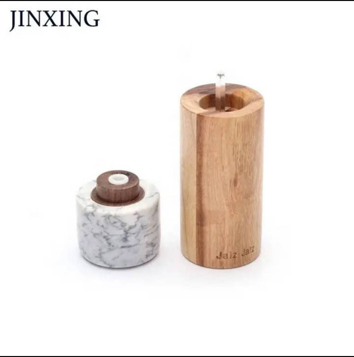 Luxury Natural Marble Stone and Wood Kitchen Pepper Grinder Pepper Mill