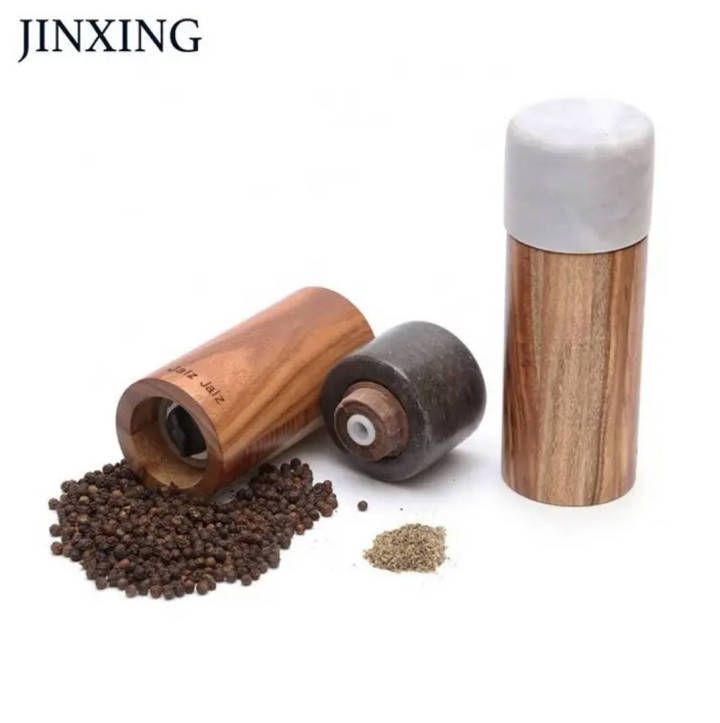Luxury Natural Marble Stone and Wood Kitchen Pepper Grinder Pepper Mill