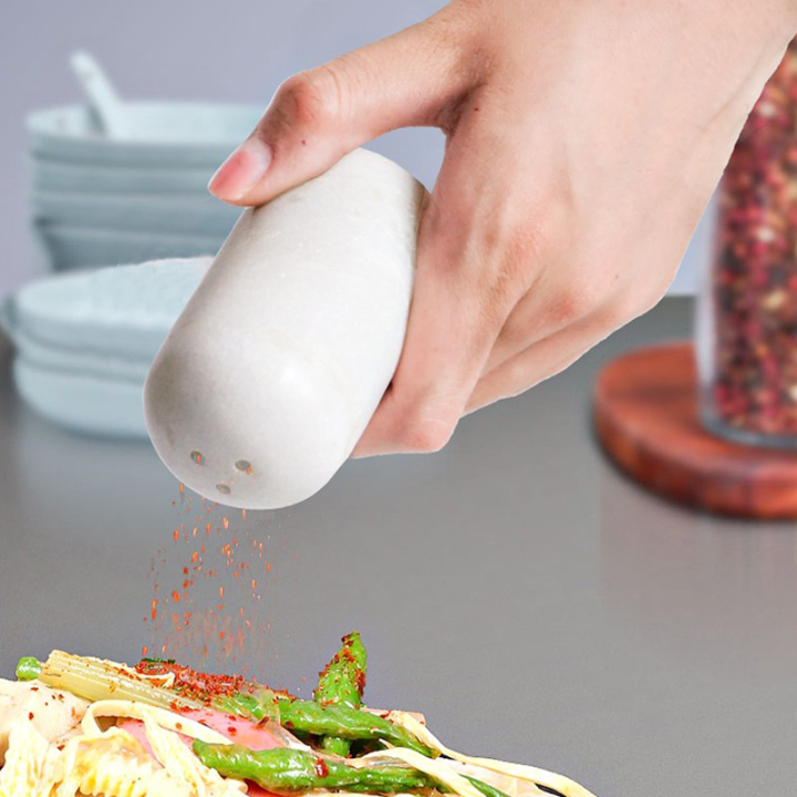 High Quality Natural Marble Condiment Cruet Salt & Pepper Shaker Seasoning Shaker  Spice Container Spice Jar 