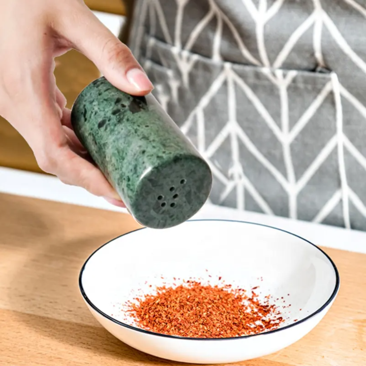 High Quality Natural Marble Condiment Cruet Salt & Pepper Shaker Seasoning Shaker  Spice Container Spice Jar 
