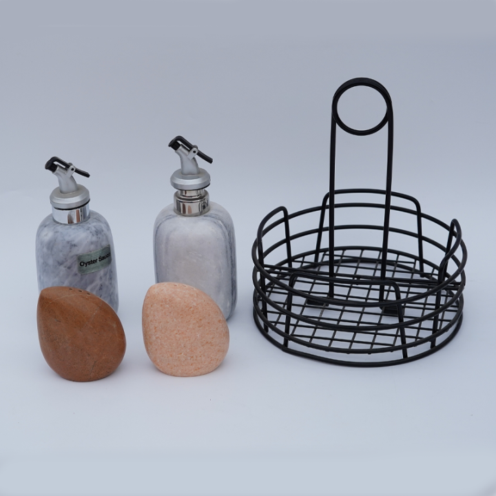 High Quality Natural Marble Condiment Cruet Salt & Pepper Shaker Seasoning Shaker  Spice Container Spice Jar 