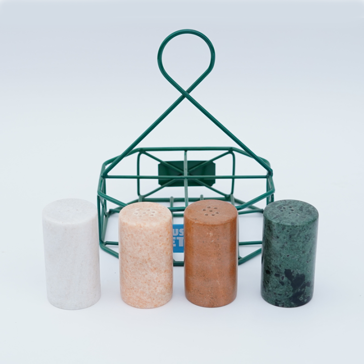 High Quality Natural Marble Condiment Cruet Salt & Pepper Shaker Seasoning Shaker  Spice Container Spice Jar 