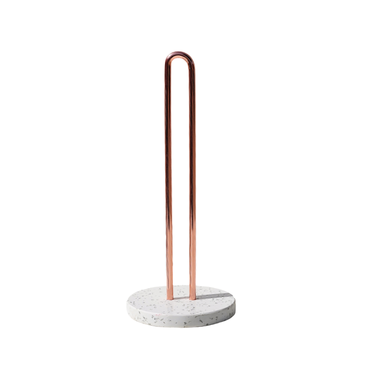 Paper Towel Holder With Natural Stone Marble Or Terrazzo Base Stainless Steel Holder