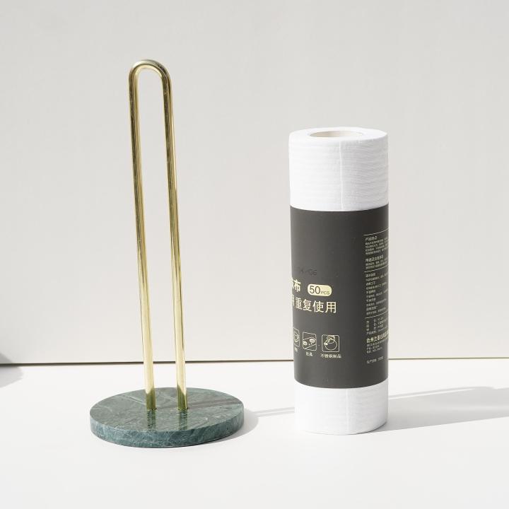 Paper Towel Holder With Natural Stone Marble Or Terrazzo Base Stainless Steel Holder