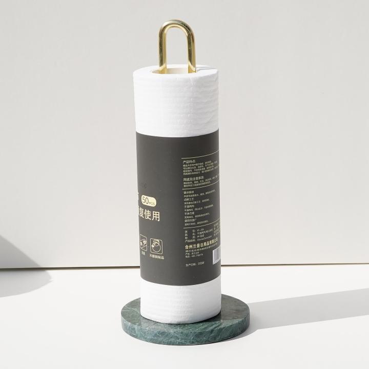 Paper Towel Holder With Natural Stone Marble Or Terrazzo Base Stainless Steel Holder